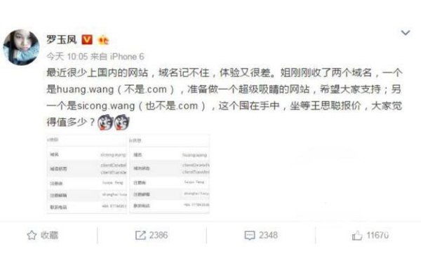 凤姐喊话王思聪求收购